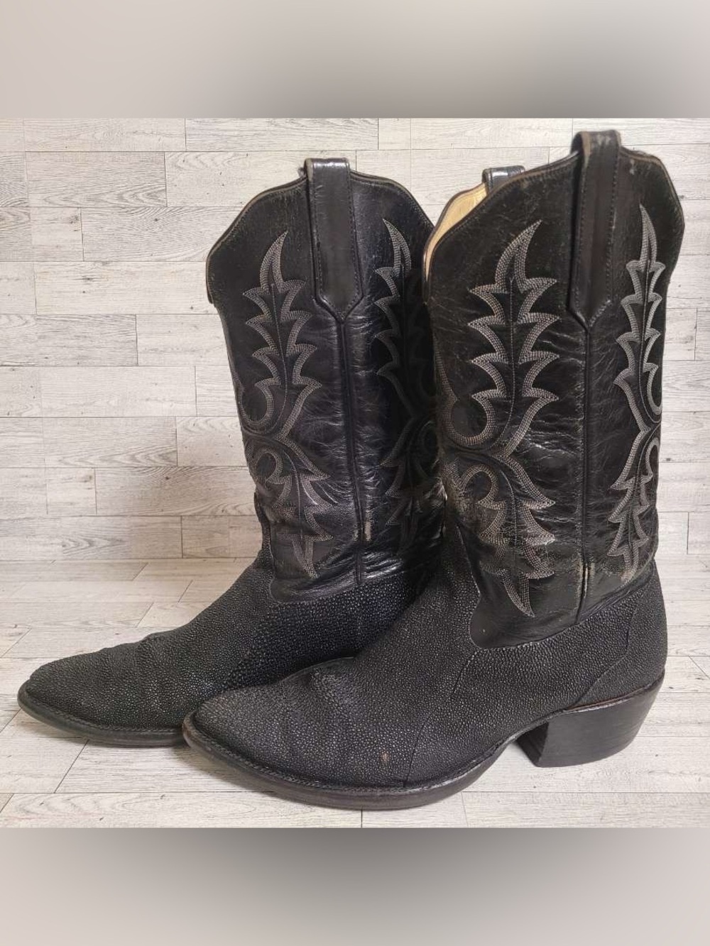 Men's Rios Of Mercedes Exotic Black Stingray Leather Rodeo Cowboy Boots Size 10